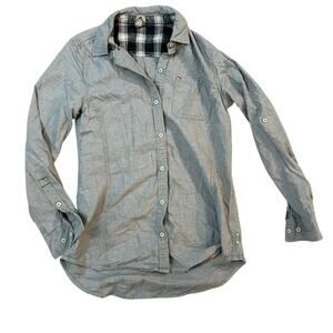 Stio Button Down Cotton Shirt Womens Small Blue Gray Career Outdoors Travel
